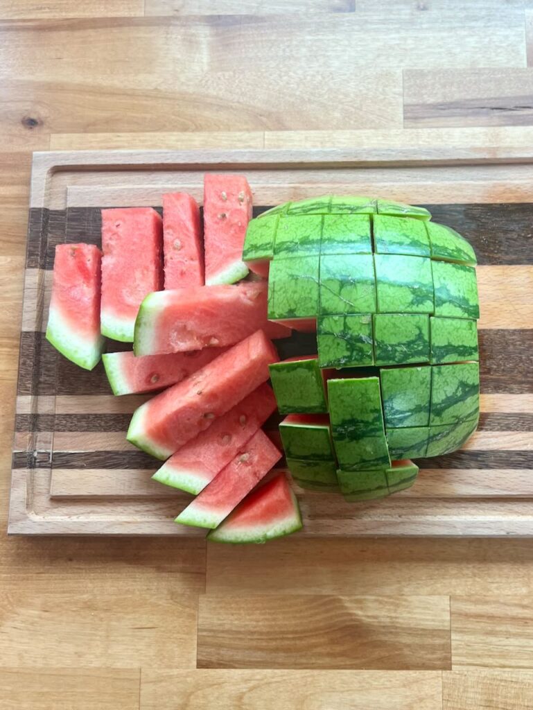 Popsicle pieces on cutting board