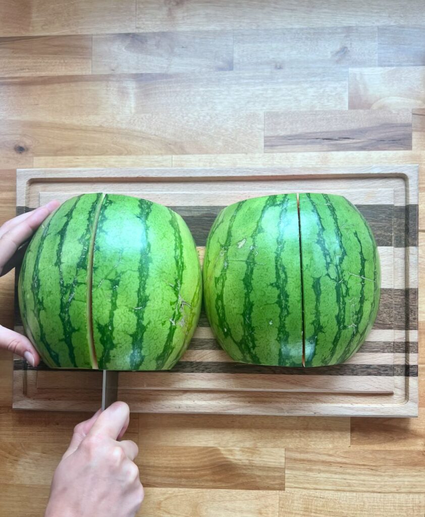 Other half being cut in half