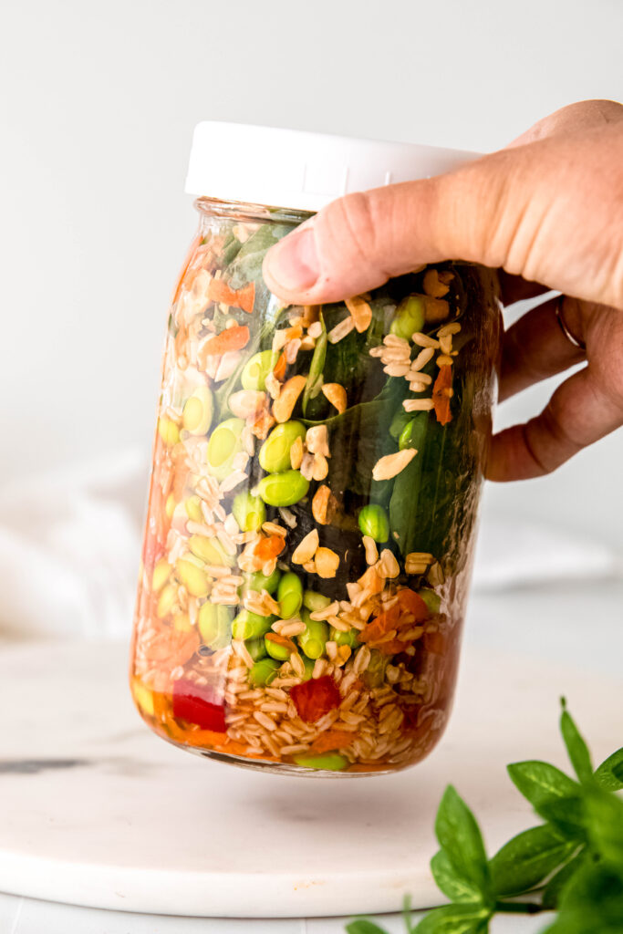 Mason jar with lid on being shook