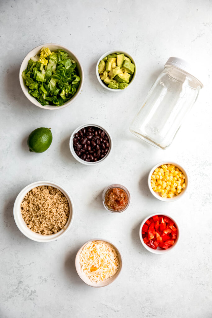 Ingredients for southwest quinoa salad laid out