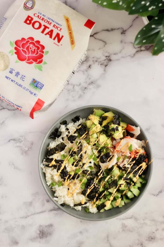 California-Style Sushi Bowl with Calrose rice bag