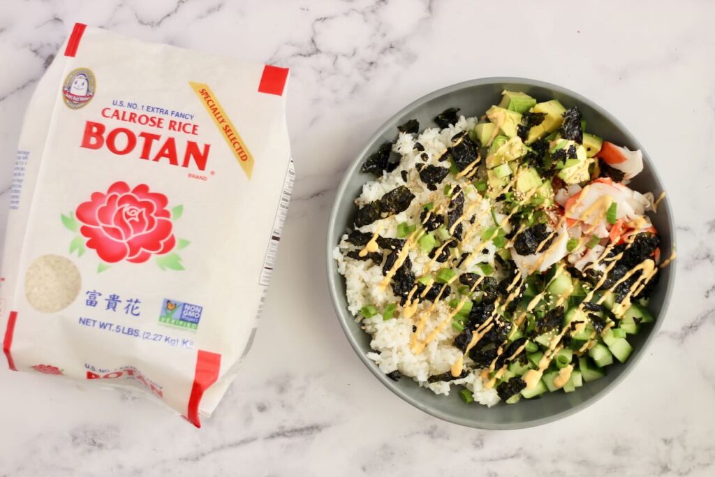 California-Style Sushi Bowl with Calrose rice bag