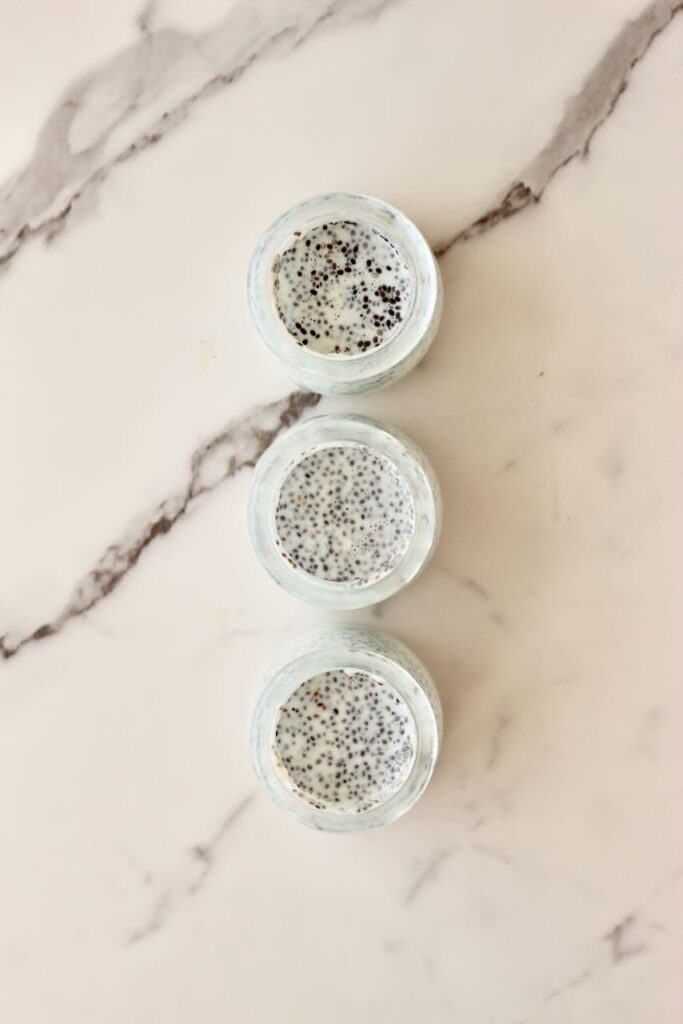 Chia pudding base in 3 jars