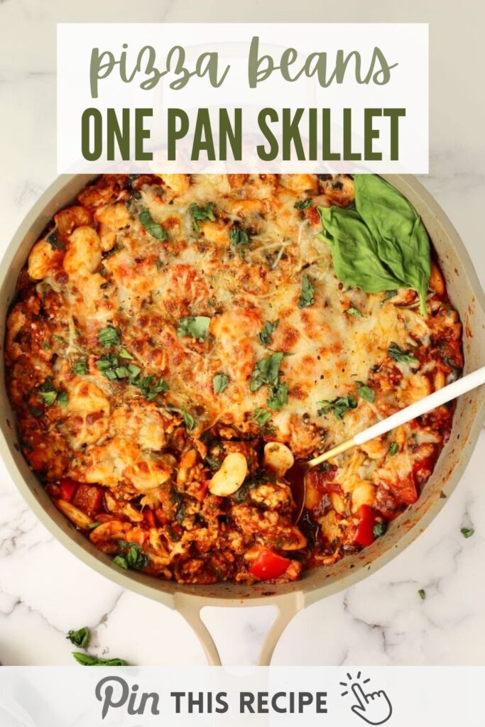 Pizza beans in skillet filled with lots of fiber