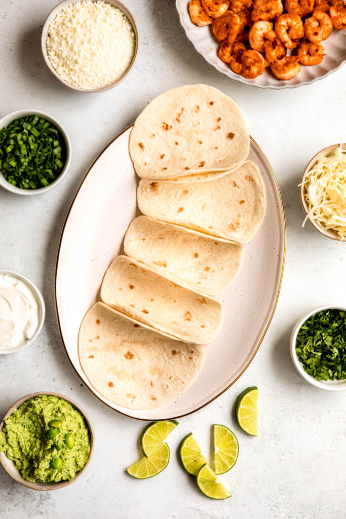 Tortillas on white plate