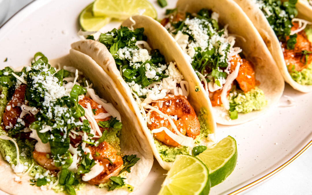 Shrimp Tacos with Edamame Guac