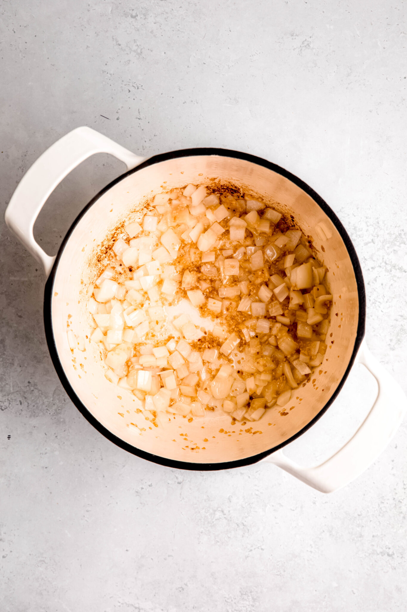 Caramelized onion and garlic in pot