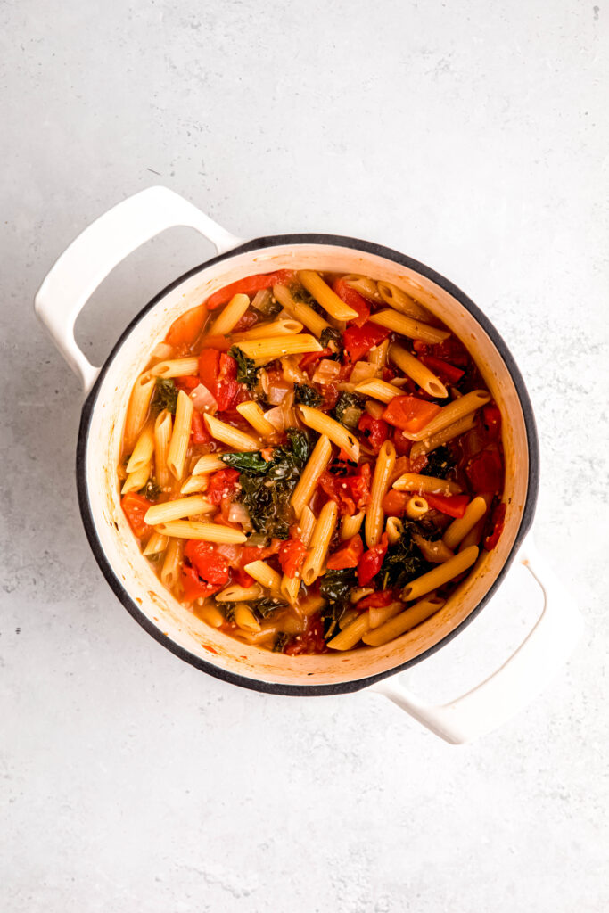 One pot chickpea pasta simmered