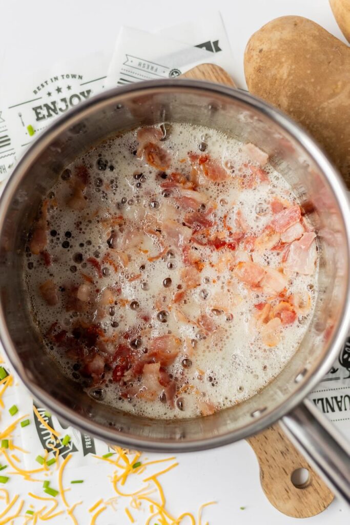 Bubbling crispy bacon bits