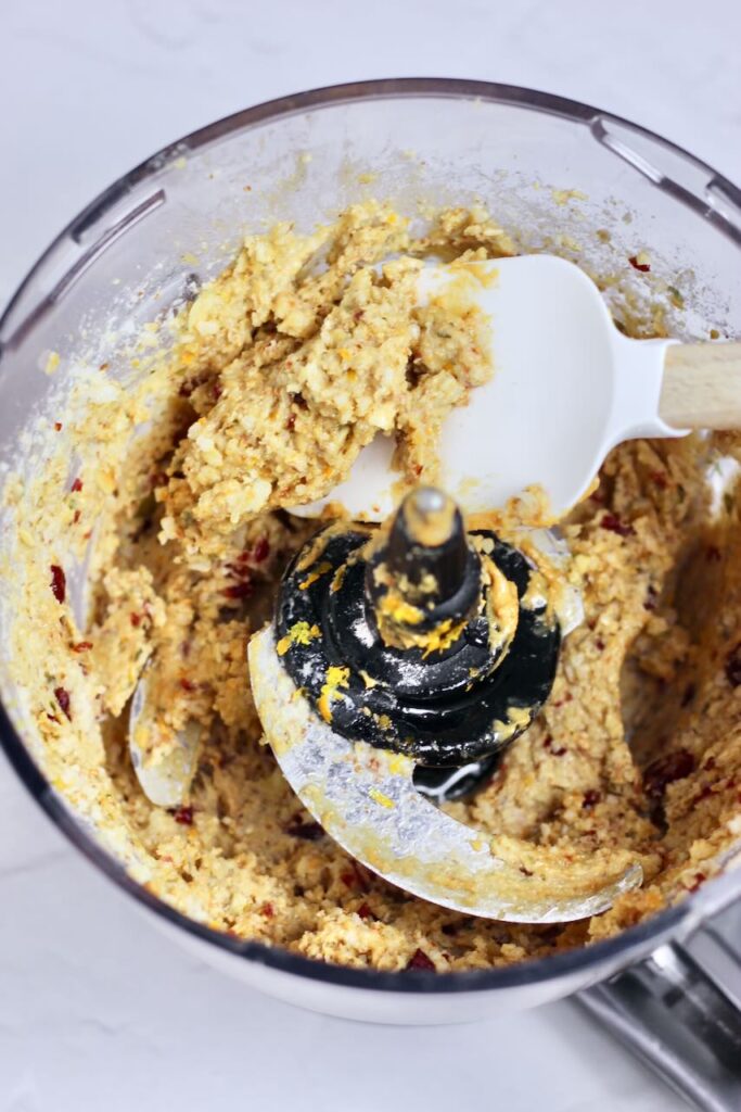 Ingredients blended in food processor