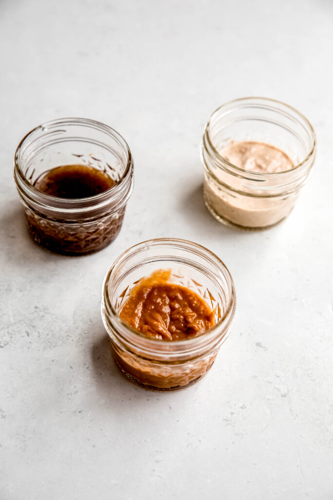 3 sauce variations for bowl