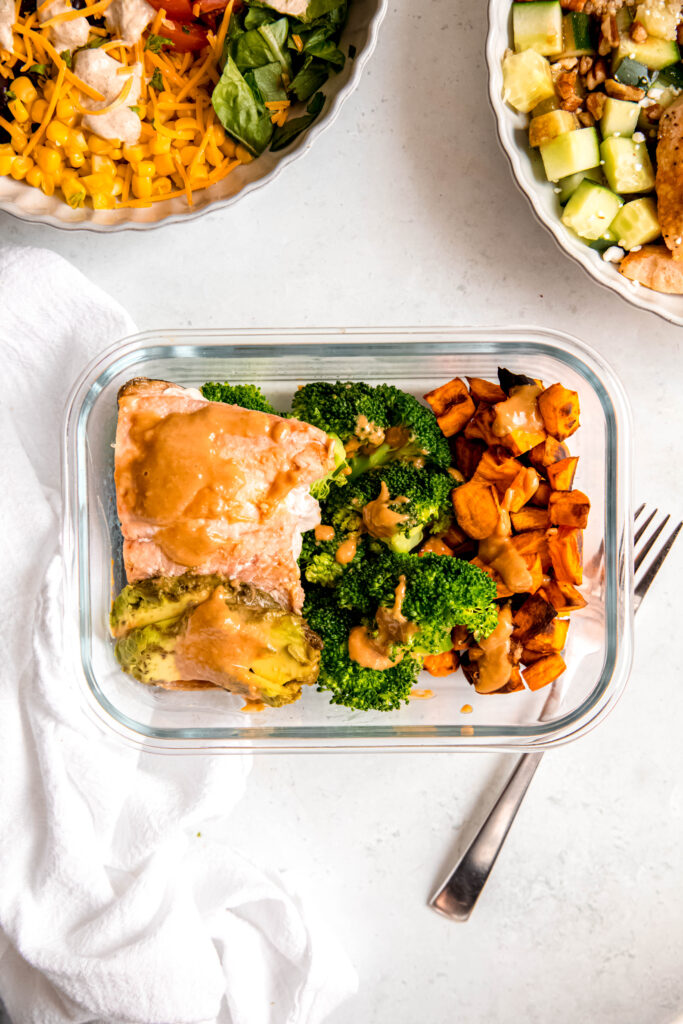 power bowl in meal prep container