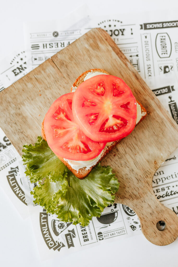 Tomato slices on bread