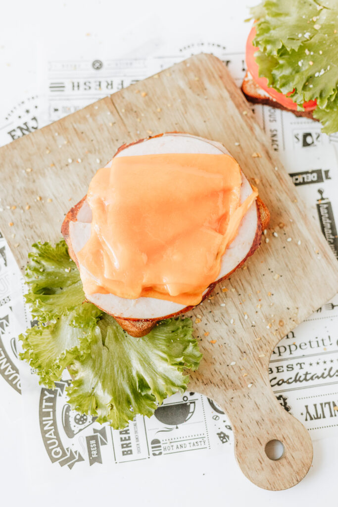 Melted cheese on sandwich