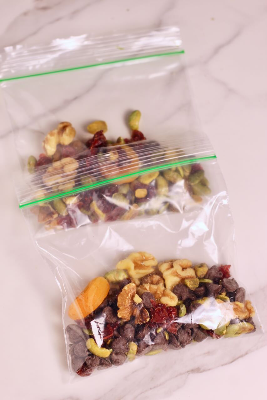 Homemade Trail Mix Recipe portioned out in bags
