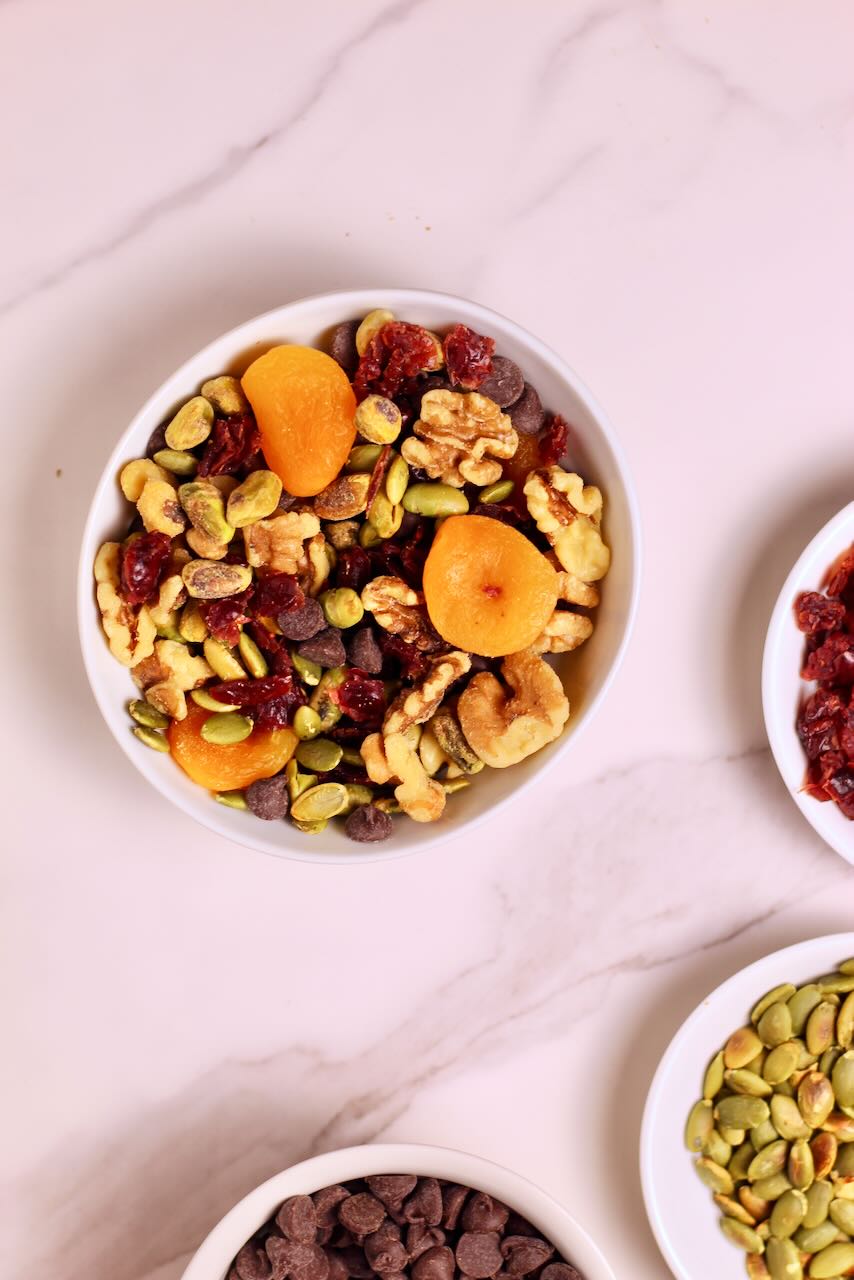 Homemade Trail Mix Recipe in white bowl