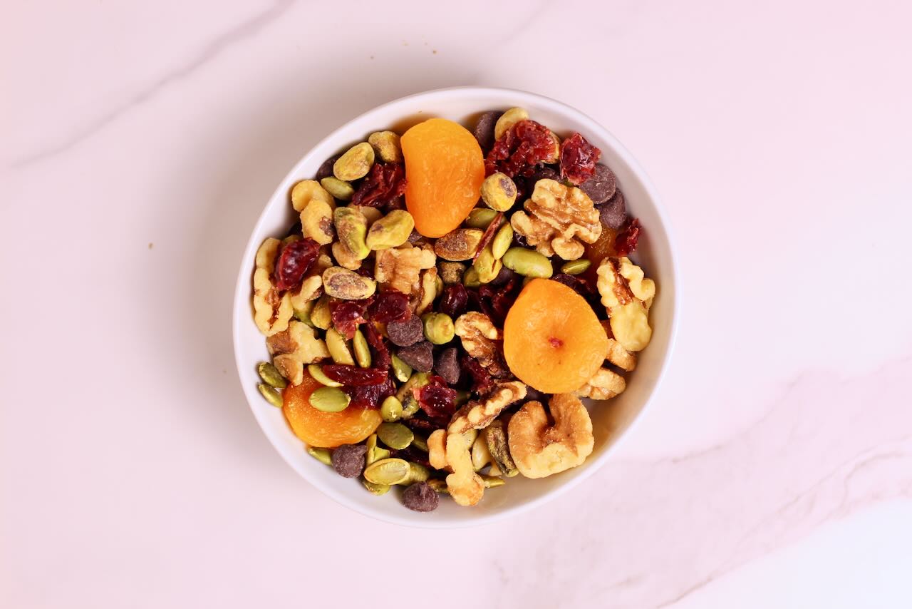 Homemade Trail Mix Recipe in white bowl