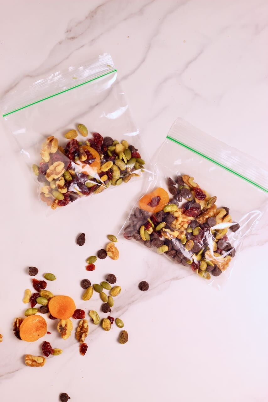 Homemade Trail Mix Recipe portioned in bags