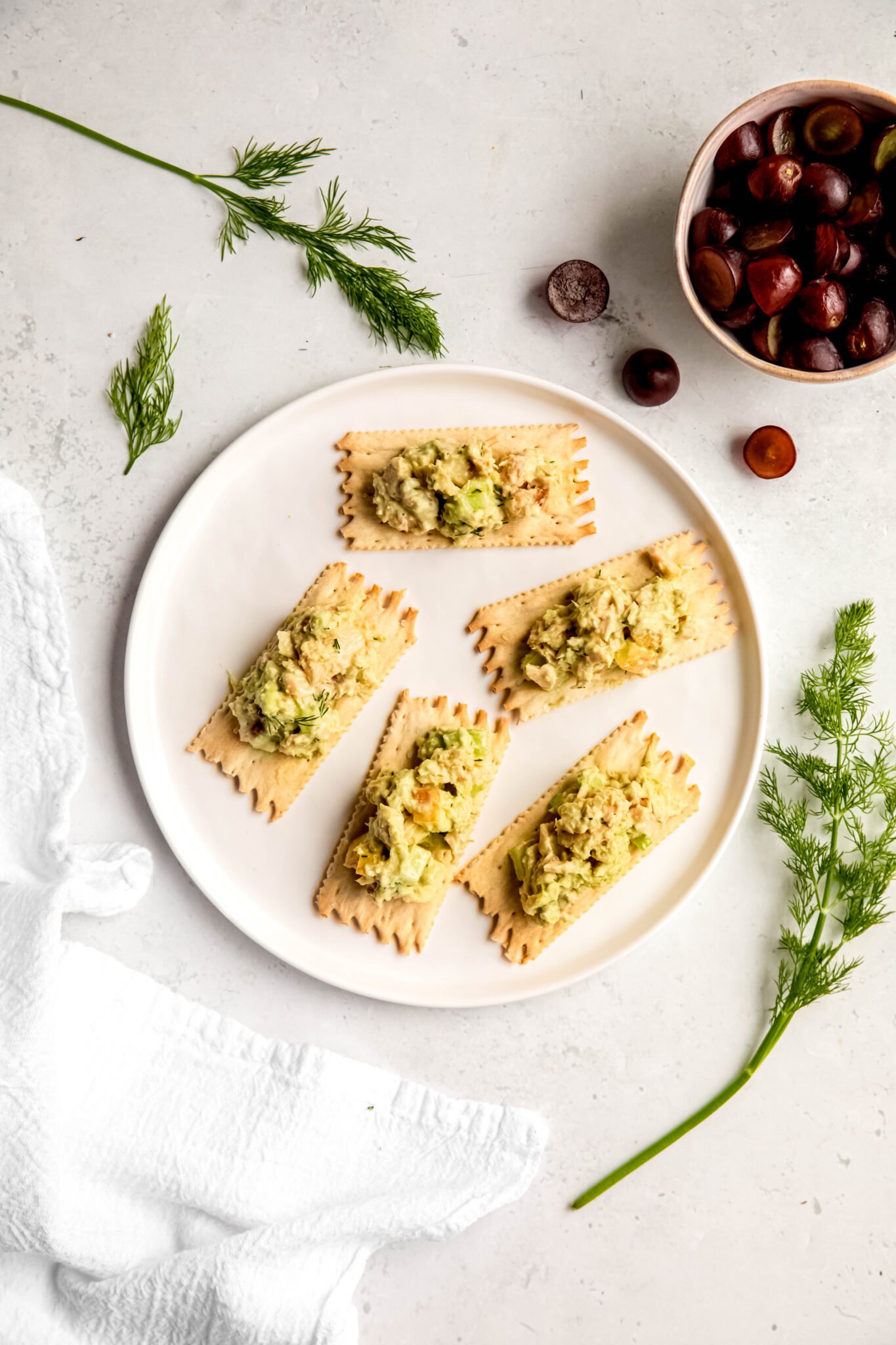 Tuna salad sandwich mixture of crackers