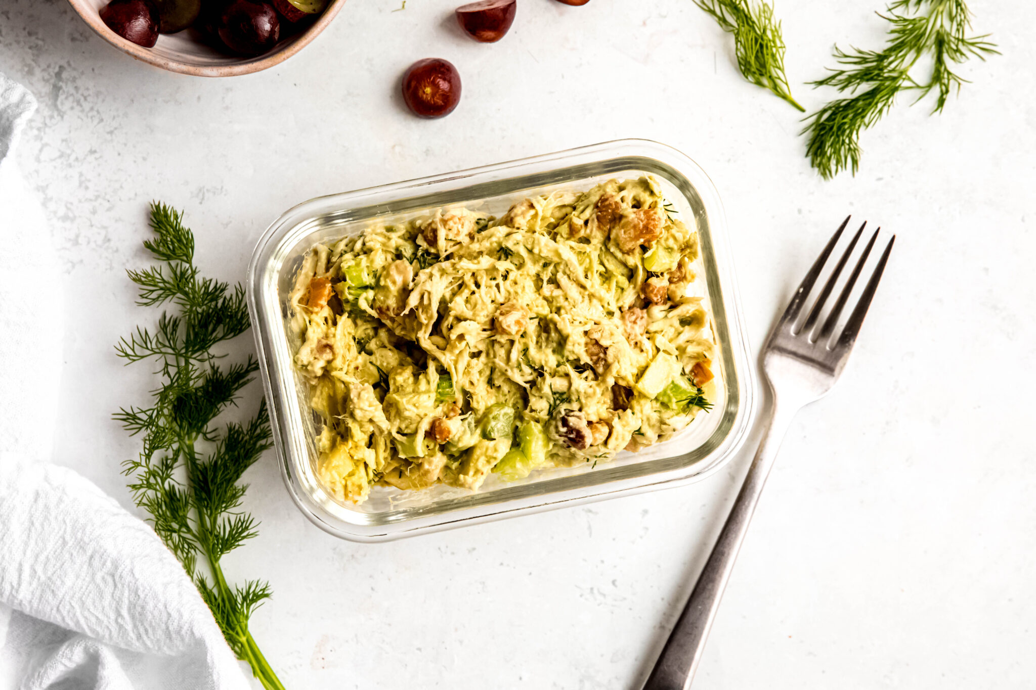 Salad sandwich base in meal prep container