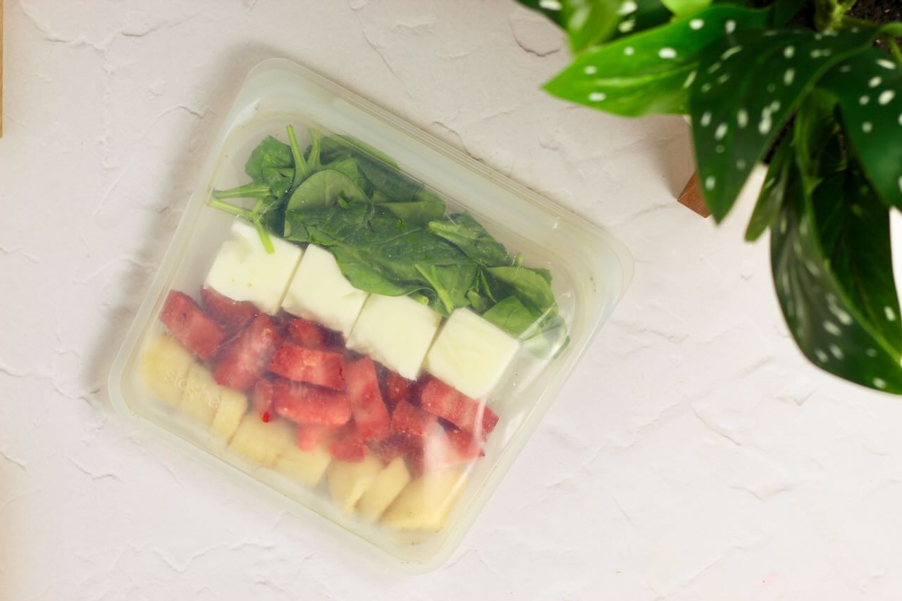 Frozen smoothie packs in freezer bag